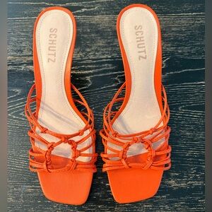 SCHUTZ Women's Bright Orange Knotted heels